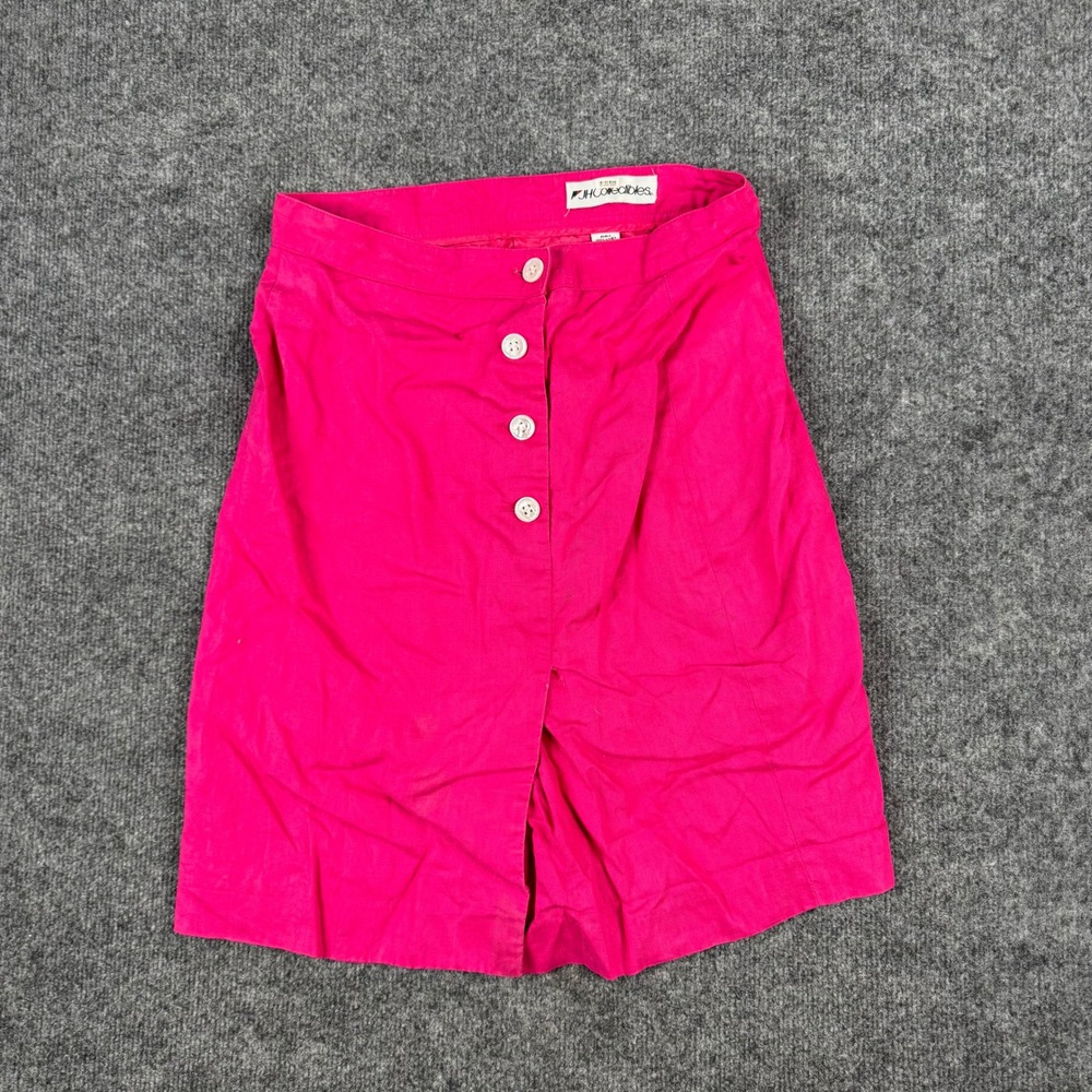 JH Collectibles Skirt Womens Size 6 Pink Linen Button Front High Waisted
